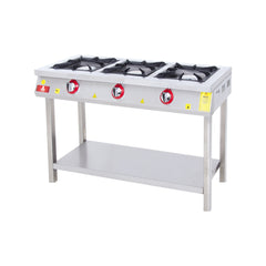 Aragaz pe suport, GPL sau gaz, cu grătar 33x33 cm, 3 arzătoare, DRNLOA-3