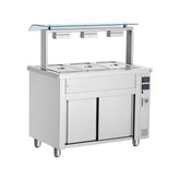 Bain Marie cu dulap încălzit, sneeze guard simplu, 3 GN1/1, Inomak
