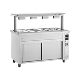 Bain Marie cu dulap încălzit, sneeze guard simplu, 5 GN1/1, Inomak