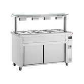 Bain Marie cu dulap neutru, sneeze guard simplu, 5 GN1/1, Inomak