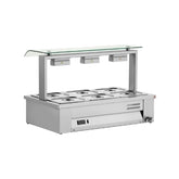 Bain Marie de banc, sneeze guard simplu, 3 GN1/1, Inomak