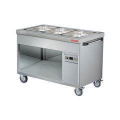 Bain Marie trolley, 3 GN1/1, on casters, Arisco