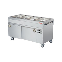 Bain Marie trolley, 4 GN1/1, with heated cabinet, on casters, Arisco