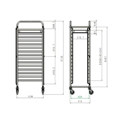 Rack trolley for 15 trays 400x600mm, Bonner