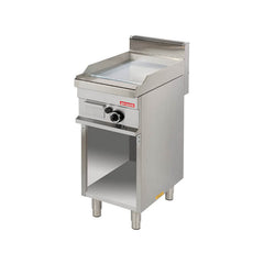 Gas fry-top 400mm, smooth chrome plate, on open support, Line 700, Arisco
