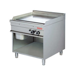 Gas fry-top 850mm, smooth chrome plate, on open support, Line 900, Arisco