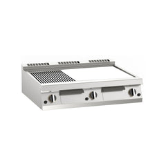 Fry-top pe gaz dublu, platou mixt cromat, de banc, Linia 900, Silko