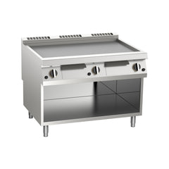 Double gas fry-top, smooth plate, on open support, Line 900, Silko