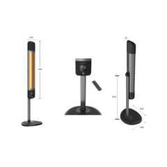 Încălzitor terasă cu infraroșu, pe suport, negru, cu wi-fi și telecomandă, seria Smart-FR 2500W
