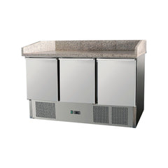 Masă pizza GN 1/1, inox, 3 uși cu blat granit, GMS903PZ, Bonner