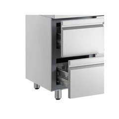 Kühltheke mit einer Tür, vier GN1/2-Schubladen, Seitenschrank, schwarze Ausführung, Linie 700, Inomak