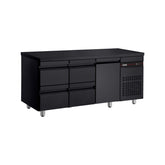 Masă rece cu 1 ușă, 4 sertare GN1/2, agregat lateral, finisaj negru, Linia 700, Inomak