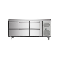 Cold table with 6 drawers and side unit, GMP3160TN, Bonner