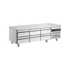 Cold table with 6 drawers and side unit, stainless steel, 70 Snack Series, Inomak