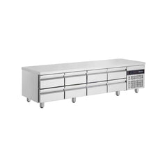 Cold table with 8 drawers and side unit, stainless steel, 70 Snack Series, Inomak