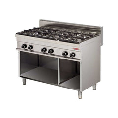 Mașină de gătit, GPL sau gaz, pe suport deschis, 6 arzătoare, Linia 700, Arisco