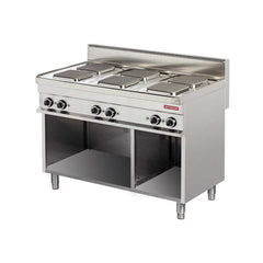 Elektroherd auf offenem Gestell, 6 quadratische Kochplatten, Serie 700, Arisco