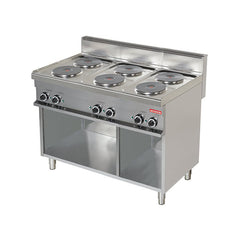 Electric cooker on open stand, 6 round hobs, Line 700, Arisco