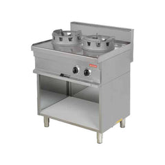 Wok cooker, gas, open stand, 2 burners, Line 700, Arisco