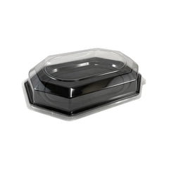 Black plastic tray with lid