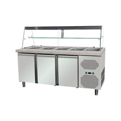3-door salad cabinet, with display case and side unit, GMSAI188, Bonner