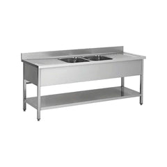 Waschmaschine mit 2 Becken und 2 Tropfschalen, 2000x600x950, Bonner