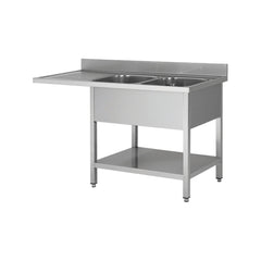 Double sink with left-hand drainer and washing machine space, 1800x700x950, Bonner