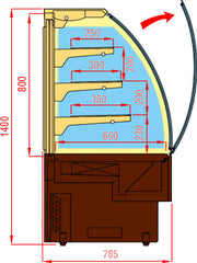 Warm display case with curved glass, 120cm, Evo Hot, Tecnodom