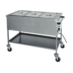 Stainless steel 3-bowl GN 1/1 warming trolley – Fimar CT 1760