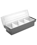 Cutie plastic pentru ingrediente cu 4 compartimente, 480x150x100mm, HORECA, depozitare eficientă.