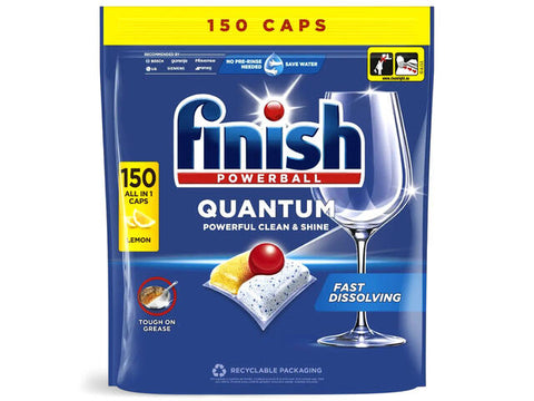 Detergent capsule Finish Lemon pentru mașini de spălat vase, 150 bucăți, curățare profesională HORECA.