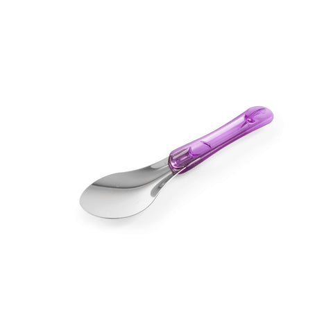 Lingură profesională de înghețată cu mâner Tritan violet, lungime 260mm, ergonomică.