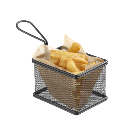 Cos friteuză miniatură Hendi 426432, pentru servire snacks, inox