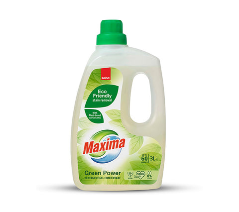 Sano Maxima Green Power Gel 3L, detergent lichid profesional pentru rufe HORECA.