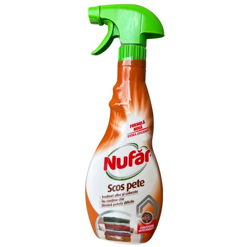 Flacon Nufăr soluție pentru scos pete 500ml, eficient pentru textile în HORECA.