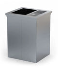 Coș de gunoi cu scrumieră Remco Saro din inox, ideal pentru spații exterioare HORECA, elegant și durabil.