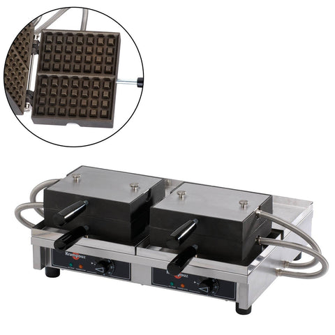Waffeleisen mit 180°-Öffnung, doppelt, 4x7 Lütticher Waffeln, Krampouz