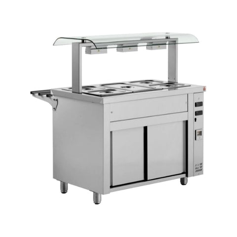 Bain-Marie mit beheiztem Schrank, doppeltem Spuckschutz, 3 GN1/1-Flaschen, Inomak