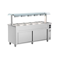 Bain Marie cu dulap încălzit, sneeze guard dublu, 5 GN1/1, Inomak