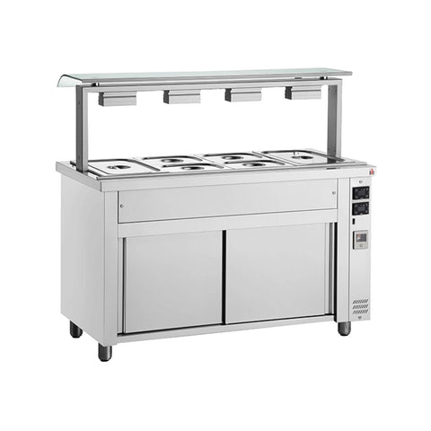 Bain-Marie mit beheiztem Schrank, einfacher Spuckschutz, 5 GN1/1, Inomak