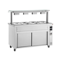 Bain Marie cu dulap încălzit, sneeze guard simplu, 4 GN1/1, Inomak