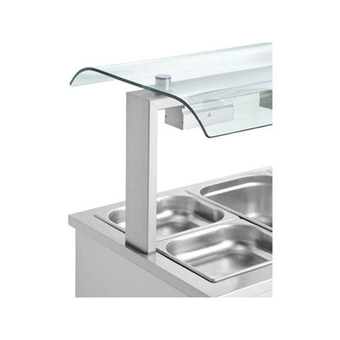 Bain-Marie mit neutralem Schrank, doppeltem Spuckschutz, 5 GN1/1, Inomak