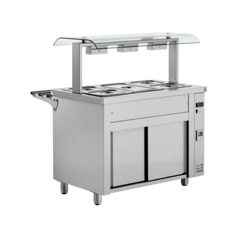 Bain-Marie mit neutralem Schrank, doppeltem Spuckschutz, 3 GN1/1, Inomak