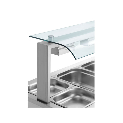 Bain-Marie mit beheiztem Schrank, einfacher Spuckschutz, 4 GN1/1-Flaschen, Inomak