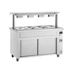 Bain Marie cu dulap neutru, sneeze guard simplu, 4 GN1/1, Inomak