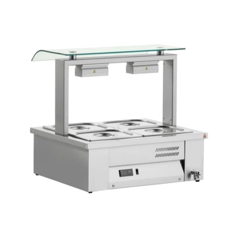 Bain Marie de bench, double sneeze guard, 2 GN1/1, Inomak