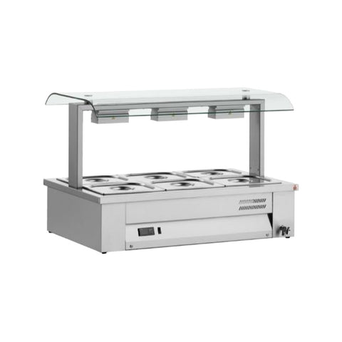 Bain Marie de bench, double sneeze guard, 2 GN1/1, Inomak