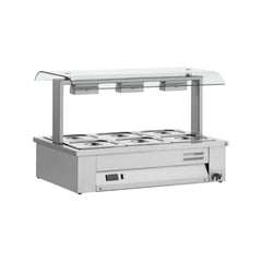 Bain Marie de banc, sneeze guard dublu, 2 GN1/1, Inomak