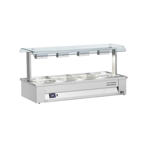 Bain Marie de bench, double sneeze guard, 4 GN1/1, Inomak