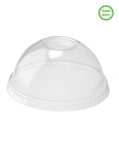 Capace PET transparente, 95mm, cu orificiu pentru pai